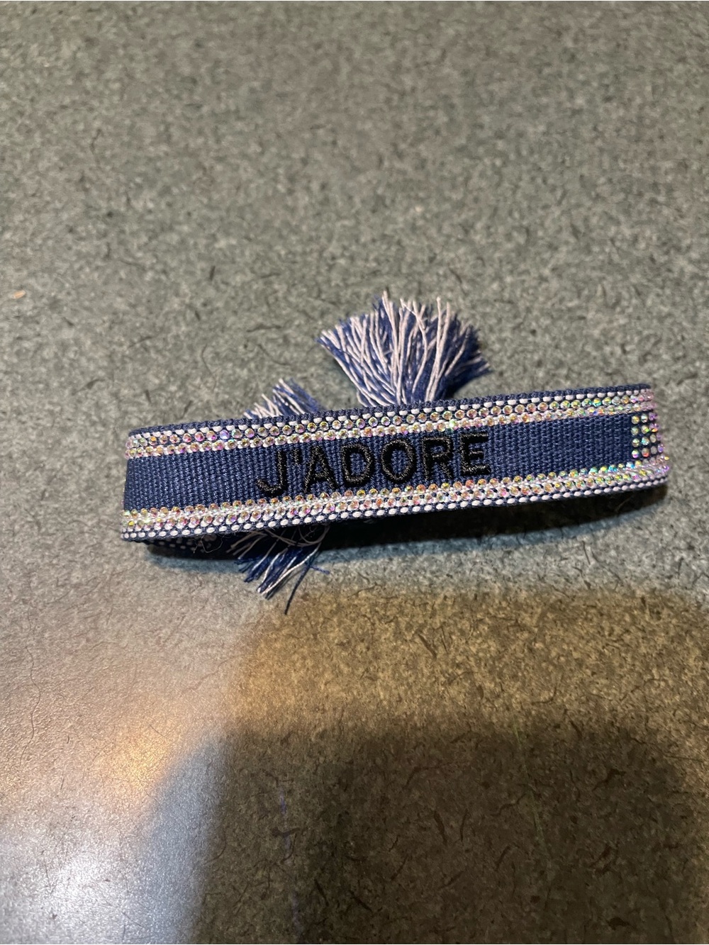 NAVY Embellished Ribbon bracelet